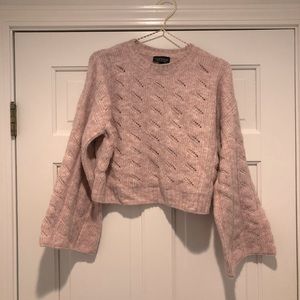 TOPSHOP Light Pink Cropped Sweater With Bell Sleeves. Size 4- Like New!